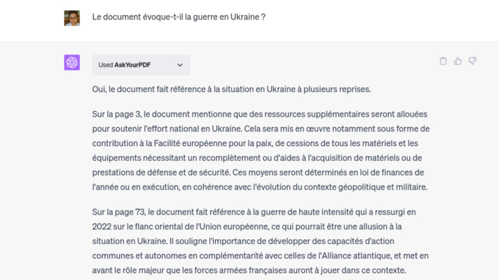 La loi de programmation militaire prend en compte le contexte géopolitique de la guerre en Ukraine.  // Source : Capture d'écran