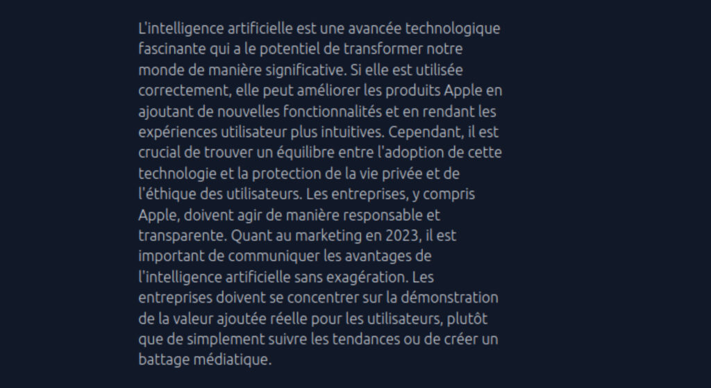Steve Jobs donne son avis sur l'IA dans les produits Apple. // Source : Capture d'écran