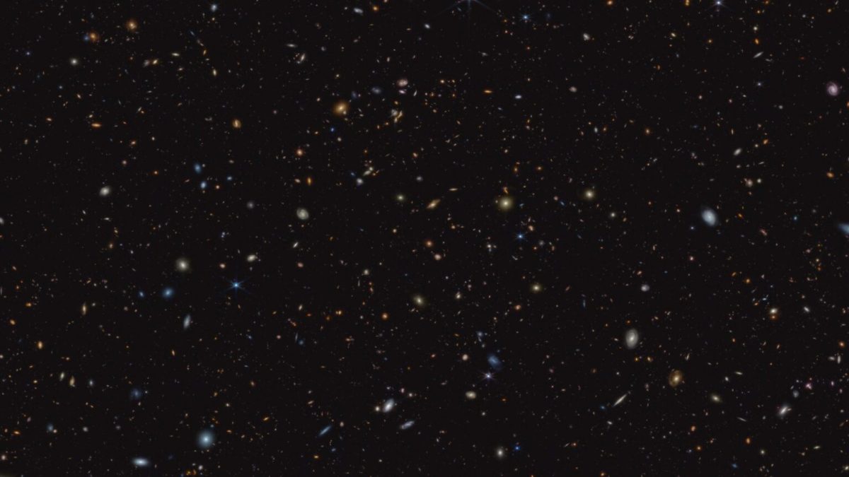 45 000 galaxies en une image. // Source : NASA, ESA, CSA, Brant Robertson (UC Santa Cruz), Ben Johnson (CfA), Sandro Tacchella (Cambridge), Marcia Rieke (University of Arizona), Daniel Eisenstein (CfA) 