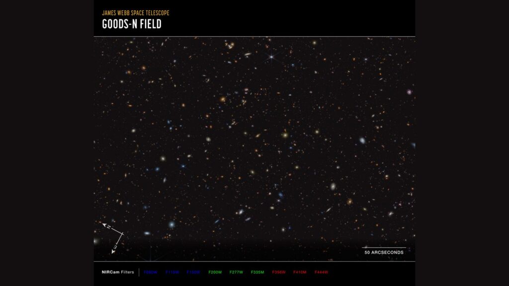 45 000 galaxies en une image. // Source : NASA, ESA, CSA, Brant Robertson (UC Santa Cruz), Ben Johnson (CfA), Sandro Tacchella (Cambridge), Marcia Rieke (University of Arizona), Daniel Eisenstein (CfA)