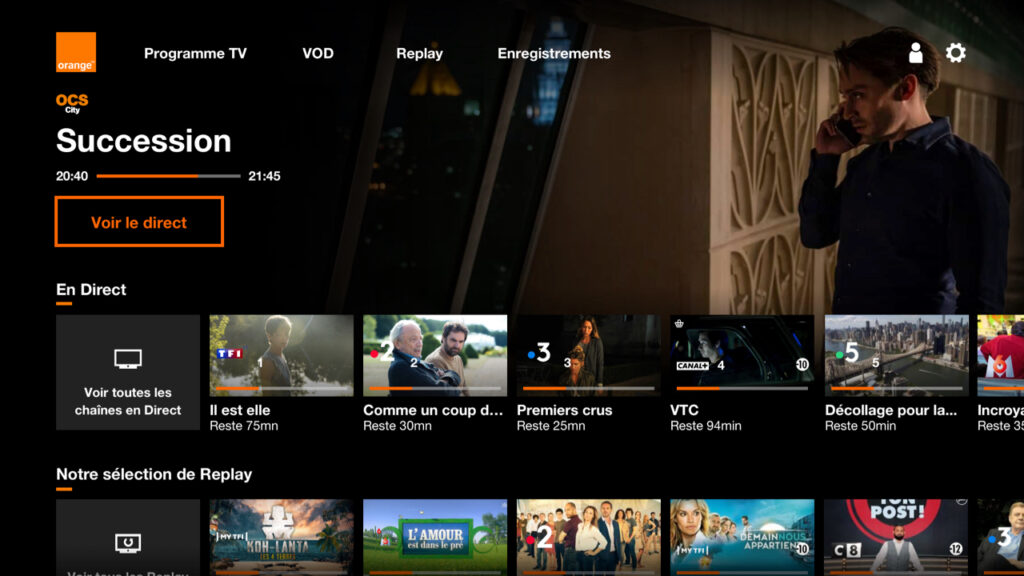 L'interface d'Orange TV sur les Smart TV Samsung, sans box.. // Source : Samsung