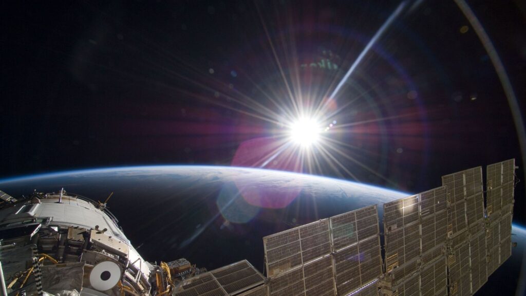 Le Soleil photographié depuis la Station spatiale internationale. // Source : Flickr/CC/Nasa (photo recadrée)