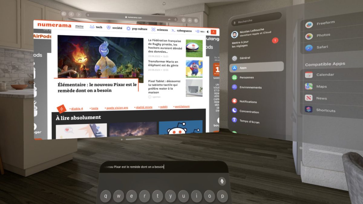 L'interface de visionOS. // Source : Numerama