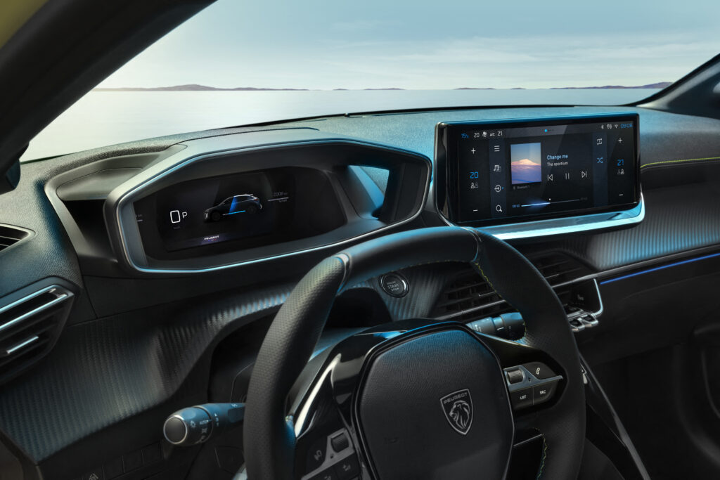A 10-inch touchscreen is now included as standard on the e-208 // Source: Peugeot