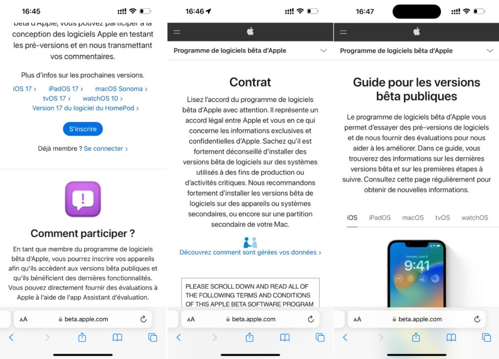 Le site beta.apple.com est l'endroit où il faut s'inscrire.