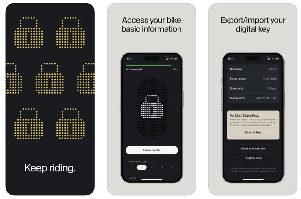 The Bikey app on iPhone.  The Android version is coming soon.