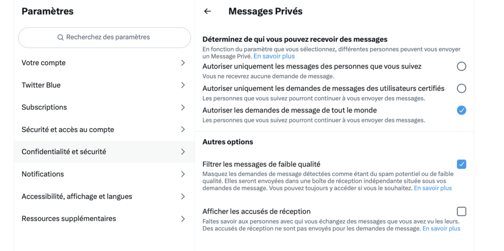 Les réglages de Twitter.com permettent de rétablir l'ancien fonctionnement.