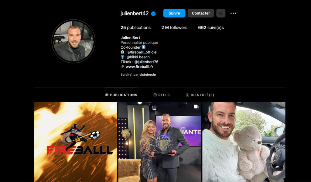 Le compte Instagram de Julien Bert // Source : Capture d'écran Numerama