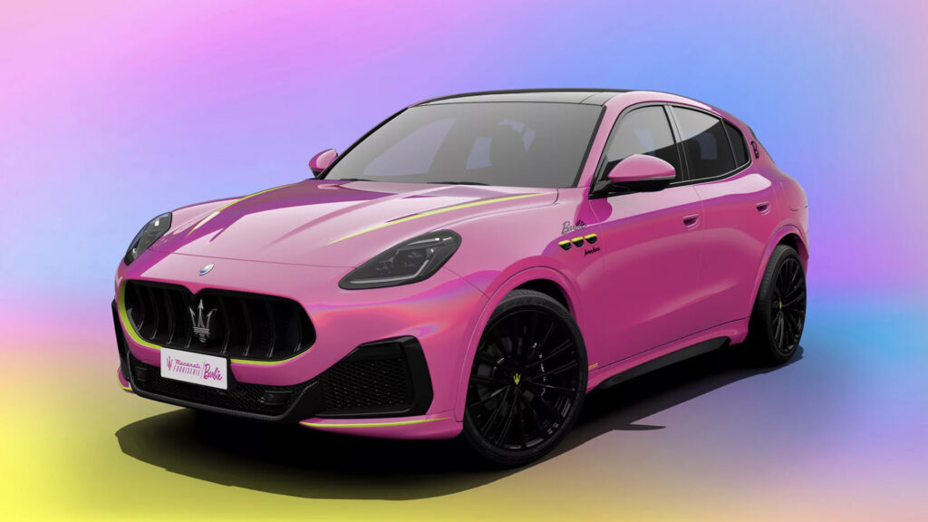 La nouvelle voiture de la marque, en collaboration avec Mattel.  // Source : site web Maserati. Capture d'écran Numerama.