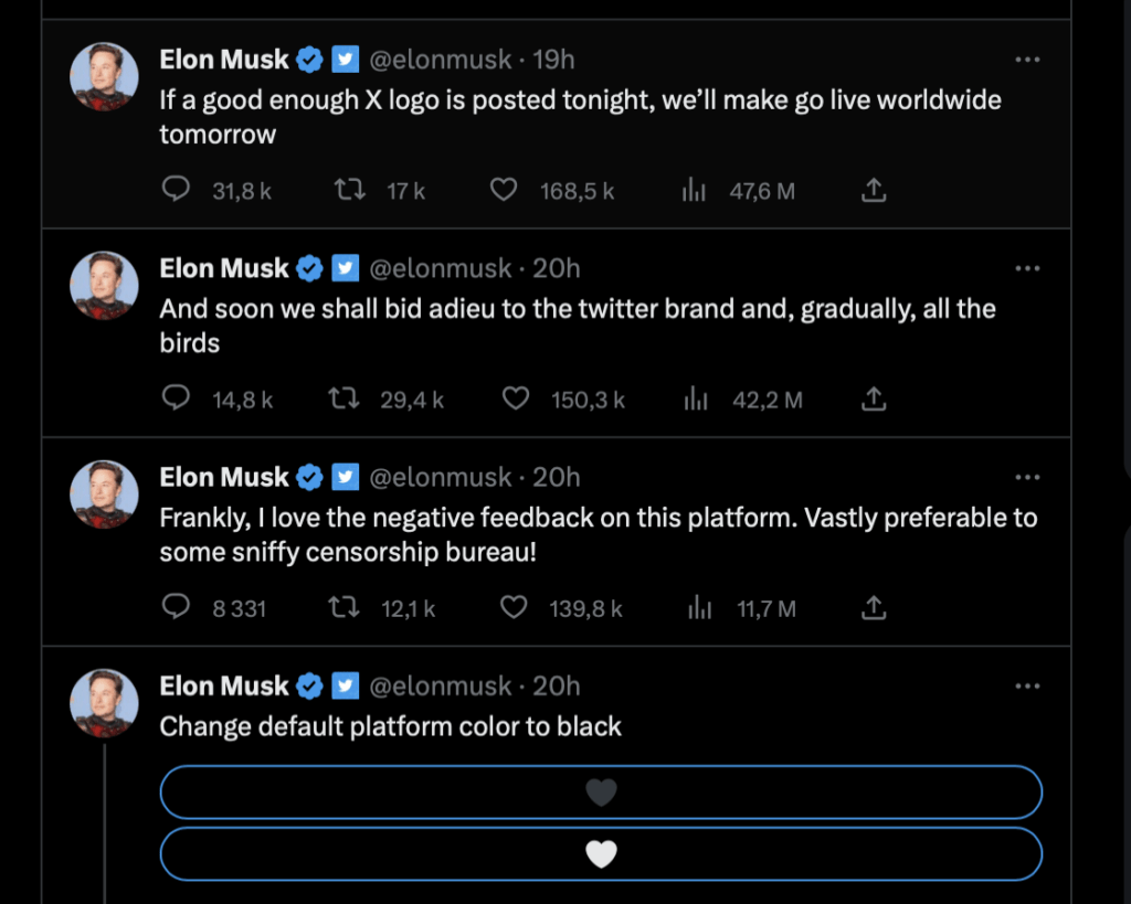 Les décisions majeures chez Elon Musk prennent la forme de tweets (d'ailleurs, comment faudra-t-il appeler les tweets bientôt ?)