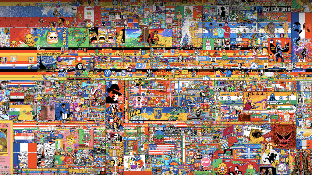 Part of the Pixel War canvas, July 24, 2023. // Source: Reddit