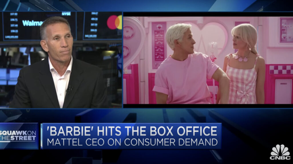 Le CEO de Mattel interviewé au sujet du film Barbie à la TV américaine. // Source : CNBC Television sur Youtube.