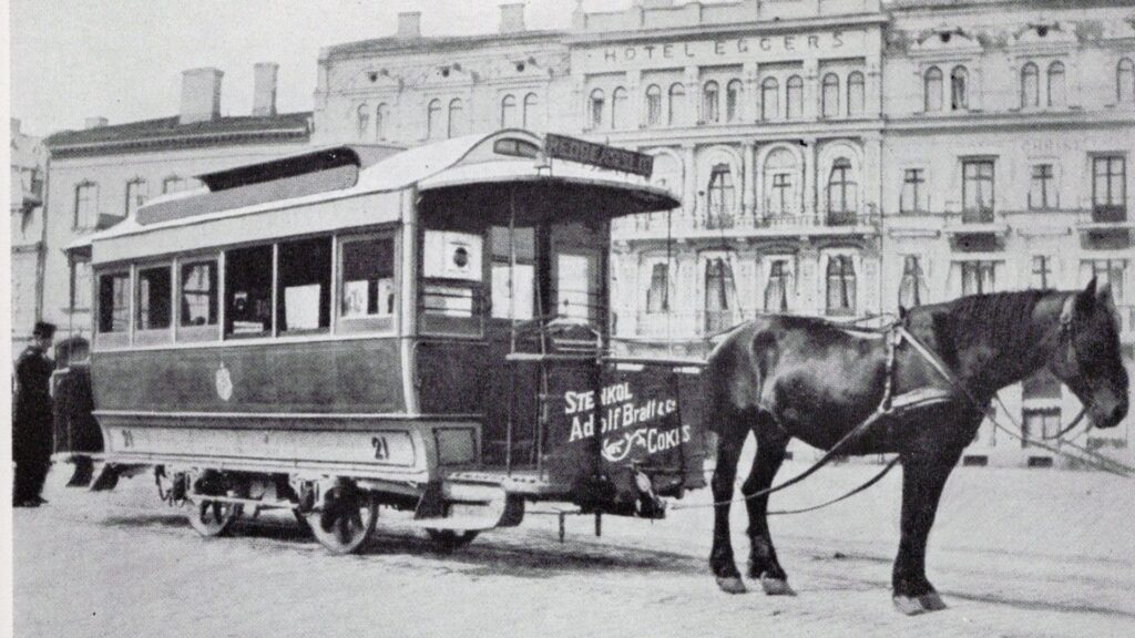 Un tramway à cheval // Source : Wikimedia Commons