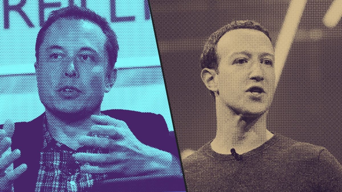 Elon Musk / Mark Zuckerberg  // Source : Wikimedia Commons / Montage Numerama