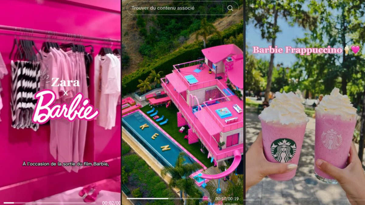 Impossible de passer à côté du phénomène Barbie // Source :  juliezwingelstein, Airbnb, sabah.sdl sur TikTok. Montage Numerama avec Canva.