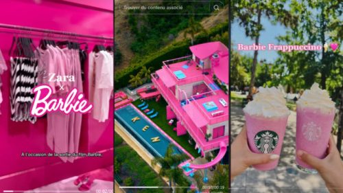 Impossible de passer à côté du phénomène Barbie // Source :  juliezwingelstein, Airbnb, sabah.sdl sur TikTok. Montage Numerama avec Canva.