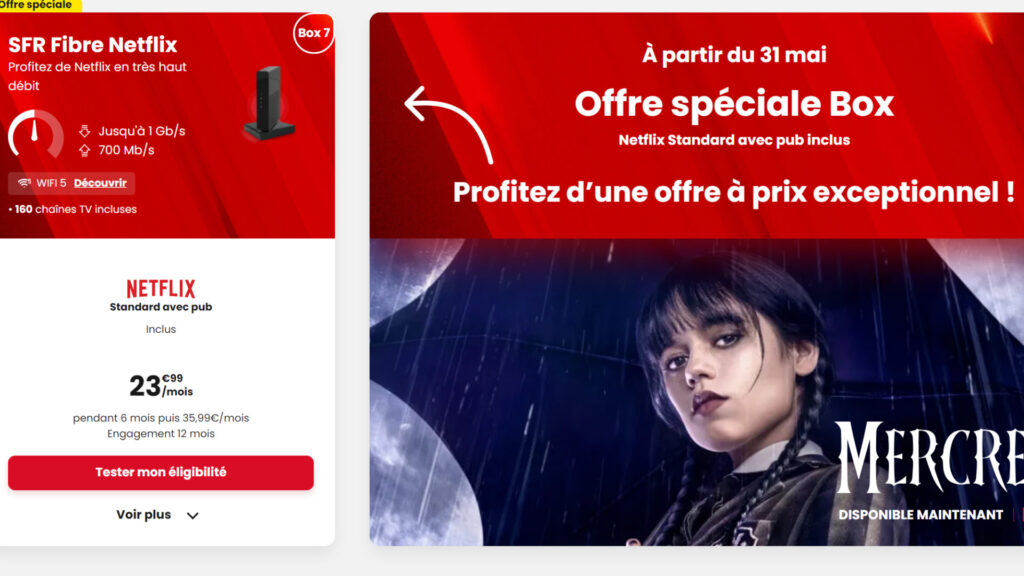 L'offre spéciale du moment inclus Netflix pendant 6 mois // Source : SFR