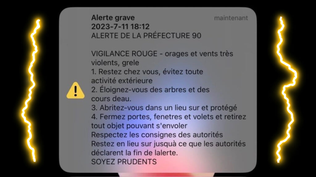 Le premier message FR-Alert envoyé en France. // Source : Guillaume Rozier