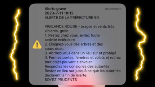 Le premier message FR-Alert envoyé en France. // Source : Guillaume Rozier