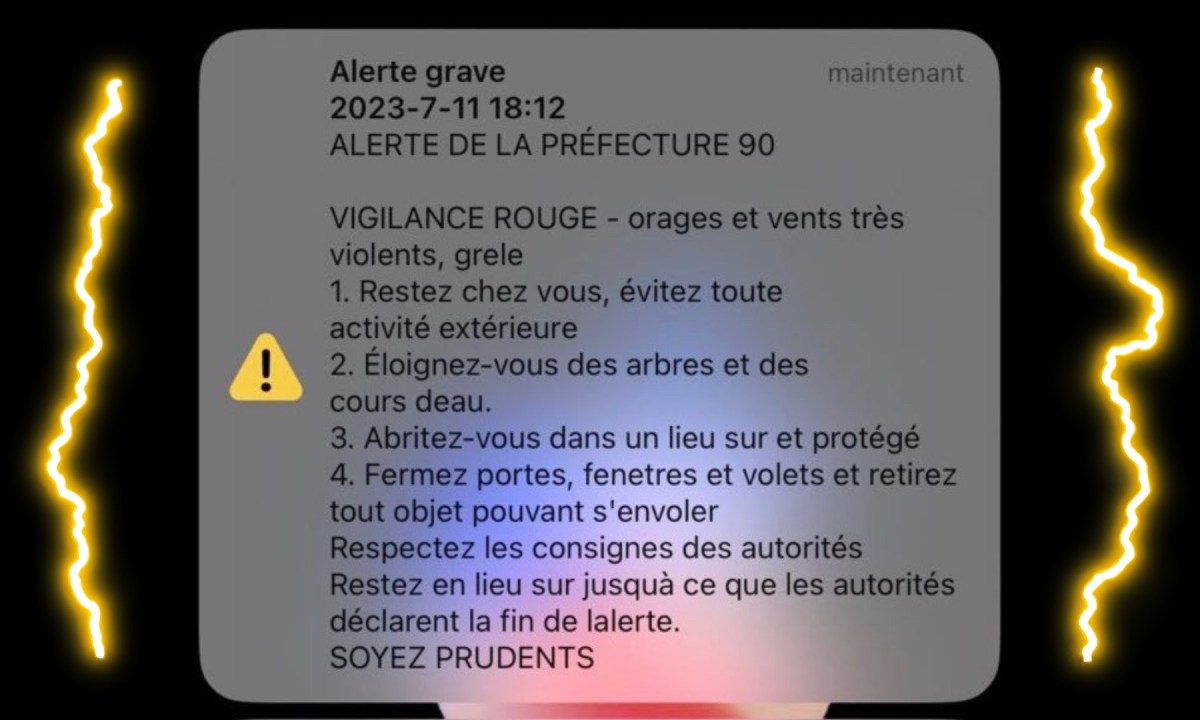 Le premier message FR-Alert envoyé en France. // Source : Guillaume Rozier