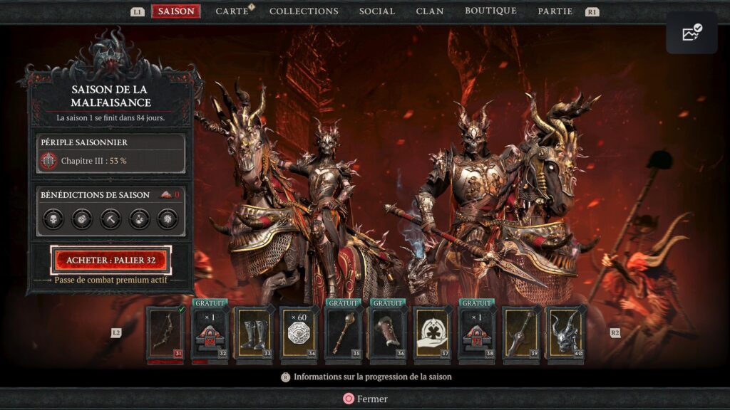 Le passe de combat de Diablo IV // Source : Capture PS5