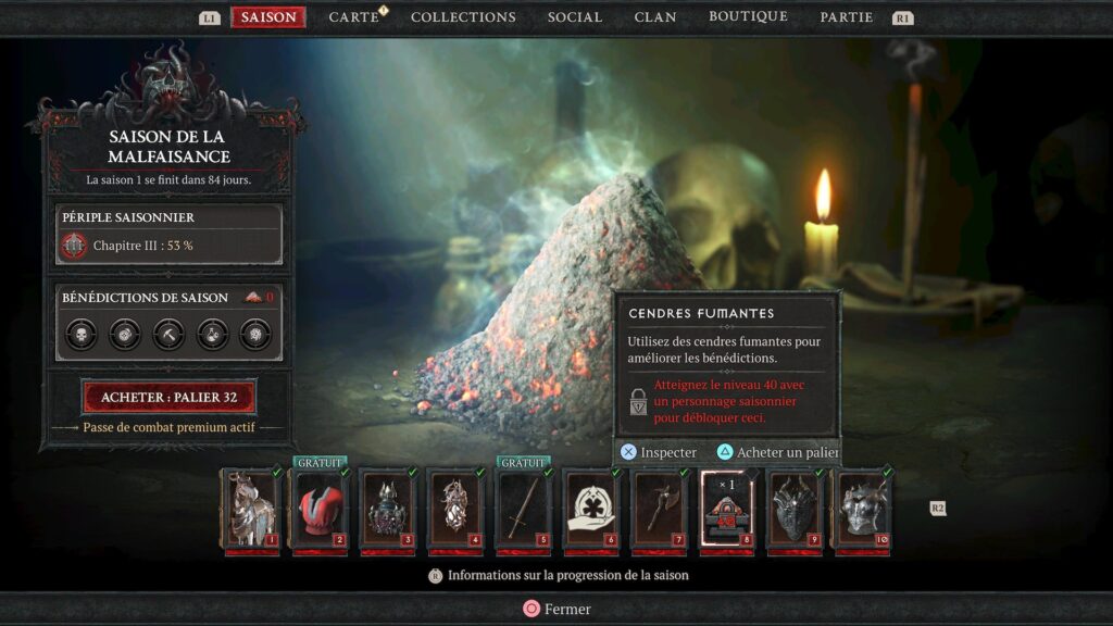 Le passe de combat de Diablo IV // Source : Capture PS5
