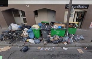 Une rue du 20e arrondissement prise en photo pendant la grève des éboueurs // Source : Gmaps