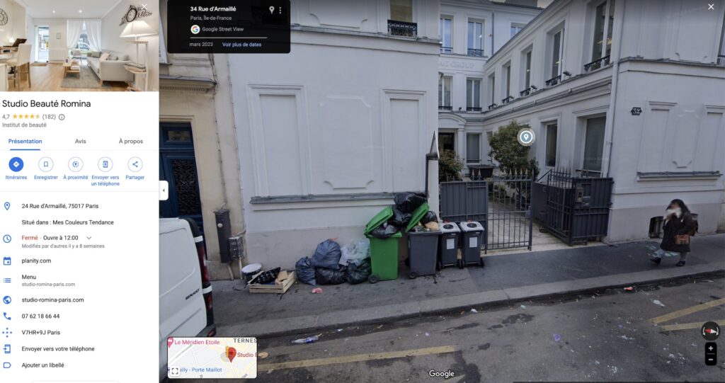 Une rue du 17e arrondissement prise en photo pendant la grève des éboueurs // Source : Google Maps