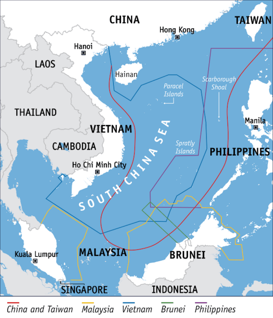 carte des revendications en mer de Chine méridionale par Voice of America // Source : Wikimedia Commons Voice of America