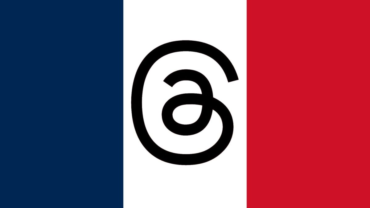 Le logo de Threads sur un drapeau français. // Source : Numerama