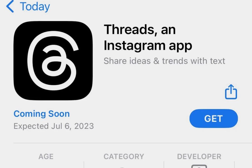 La fiche de l'app Threads // Source : Screenshot The Verge