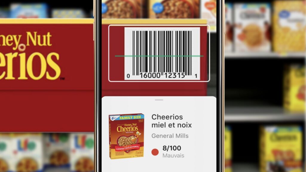 The Yuka app works by scanning the barcode of products.  // Source: Yuka
