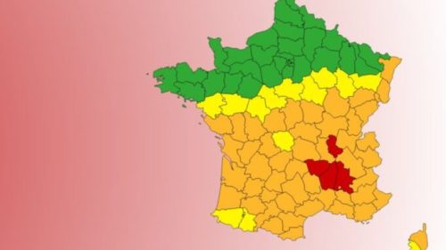 Vigilance rouge sur 4 départements le 22 août 2023. // Source : Météo France