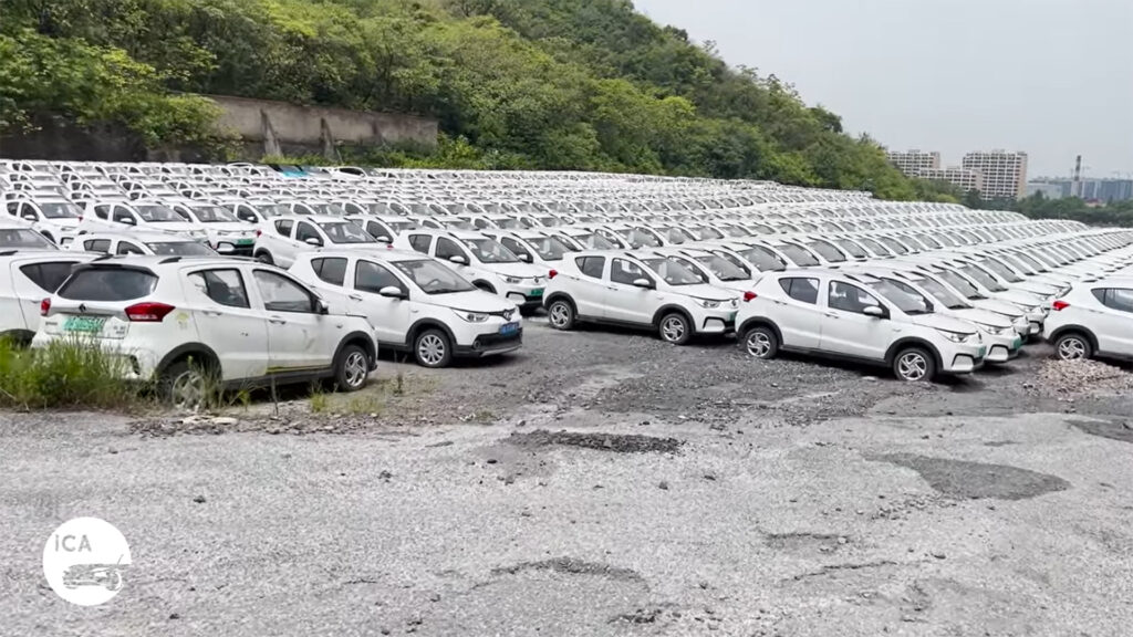 Cimetière d'EV chinoises // Source : Inside China Auto - Youtube