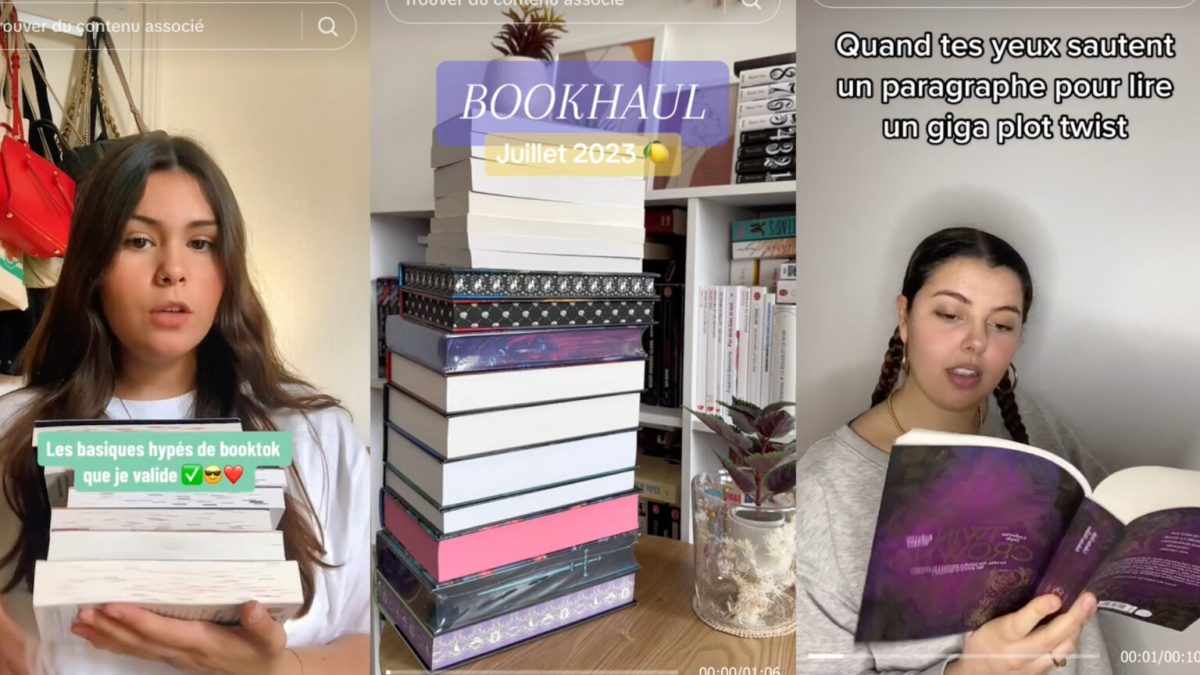 Les créatrices de contenus BookTok sont en vogue sur la plateforme. // Source : @cybelleslettres, @joanadgp15, @akenah sur TikTok. Montage Numerama avec Canva.