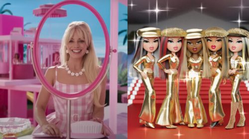 Barbie et les Bratz, des rivales légendaires.  // Source : Warner Bros sur Youtube et Bratz sur Twitter. Montage Numerama avec Canva.