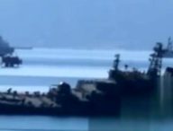 Les images du navire russe endommagé ce 4 août.  // Source : Telegram / Лачен пише