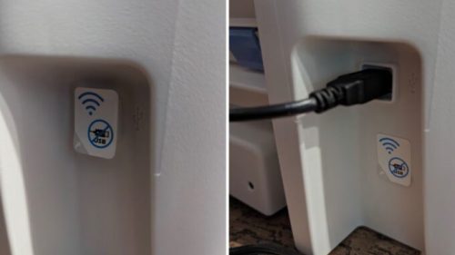 Le port USB caché de HP // Source : Mastodon