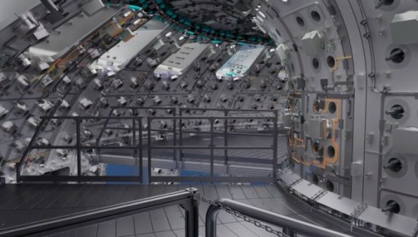 Source : Représentation de l'intérieur, simulé, d'ITER (Brigantium and Bentley Systems)