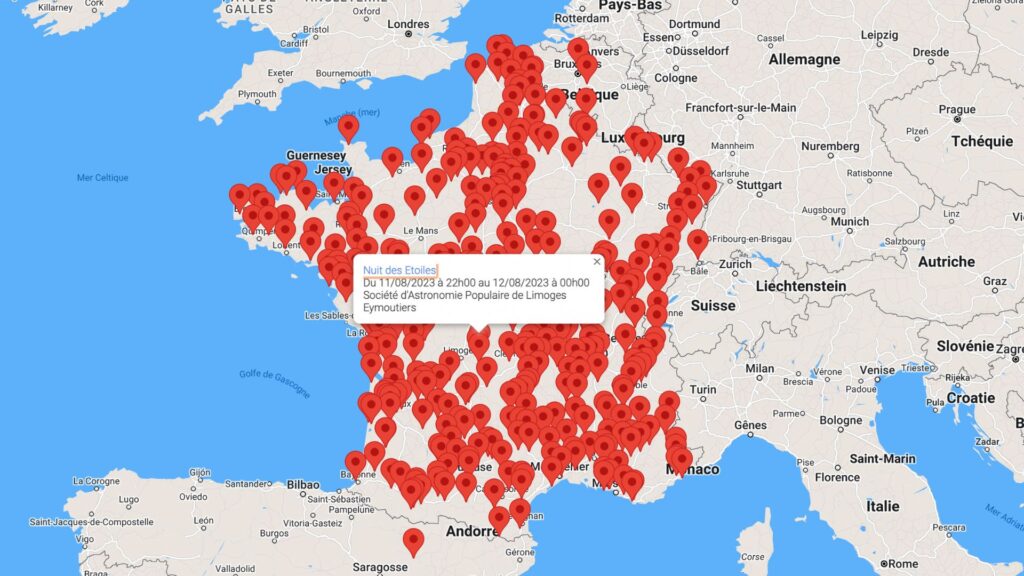 Exemple d'événement répertorié sur la carte. // Source : Capture d'écran AFA