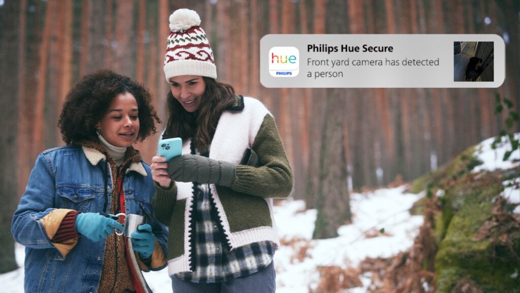 Les caméras Philips Hue vous envoient une notification quand elles détectent quelque chose, mais seulement depuis l'appli Philips Hue.