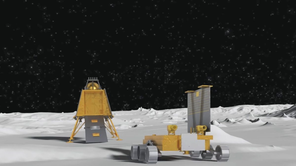 Chandrayaan-3 sur la Lune, représentation. // Source : Capture d'écran YouTube AITelly