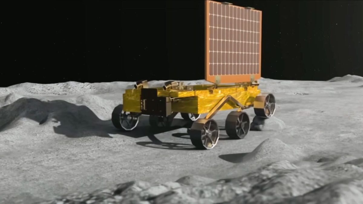 Vue d'artiste du rover de Chandrayaan-3. // Source : Capture YouTube Scott Manley