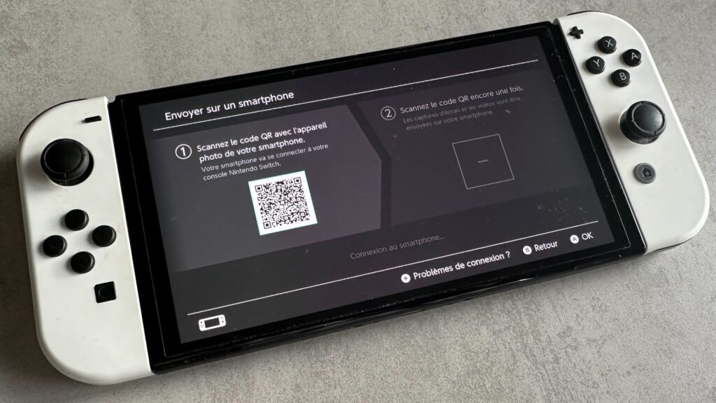 Le système de QR code mis en place par Nintendo est ingénieux. On se connecte à la Switch avec son adresse IP.