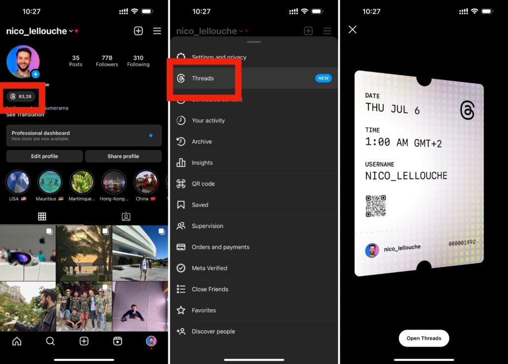 La version française d'Instagram fait désormais référence à Threads, mais l'application montre du contenu vide.