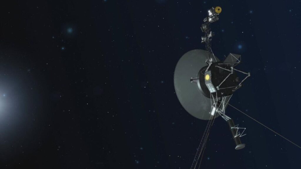 Une sonde Voyager, vue d'artiste. // Source : NASA/JPL-Caltech (image recadrée)