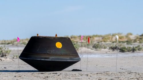 La capsule d'OSIRIS-REx. // Source : Flickr/CC/Nasa HQ Photo (photo recadrée)