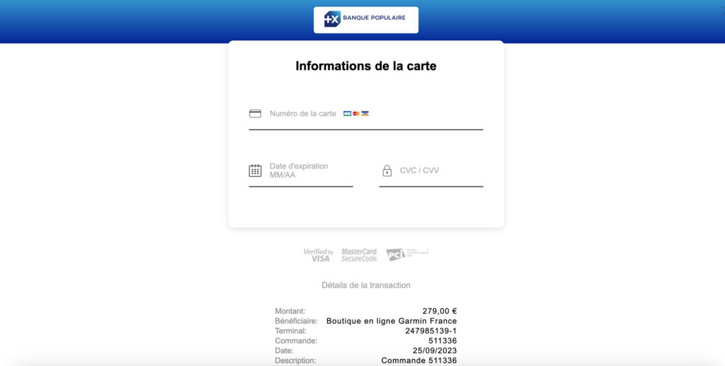 Un site d'achat ne va jamais vous rediriger vers une page de la banque populaire pour entrer vos identifiants. // Source : Numerama