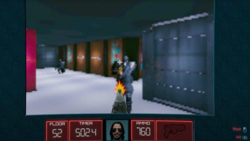 Un jeu Wolfenstein 3D dans Cyberpunk 2077 // Source : Capture YouTube