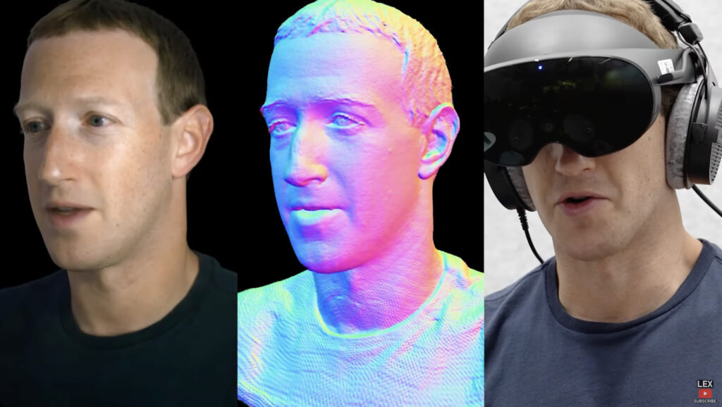 De gauche à droite : l'avatar de Mark Zuckerberg, la vue de l'ordinateur et la vraie image.